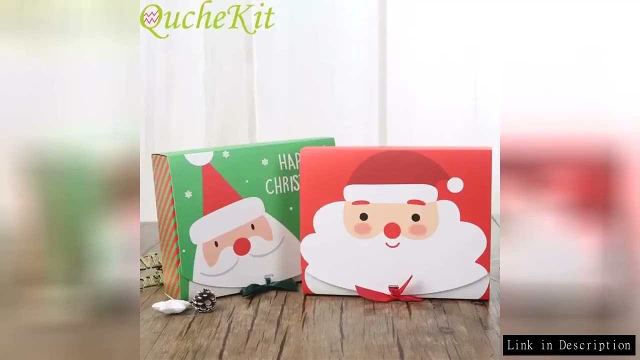 10pcs Christmas Favor Candy Box Square Santa Claus Gift Box Party Chocolate Biscuit Packaging Box Ha