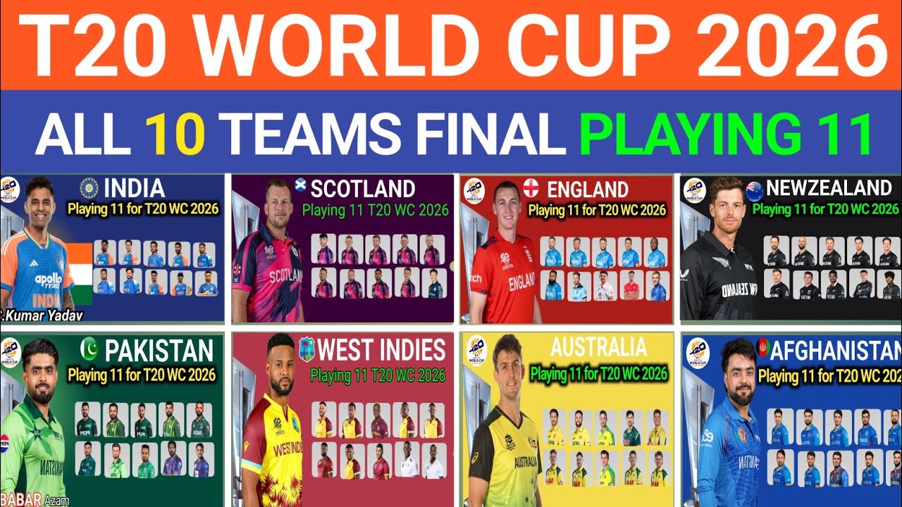 T20 World Cup 2026 - All Teams Final Playing 11 | Pak,IND,Eng,WI,Afg,SA,IRE,AUS & Nz Playing 11 