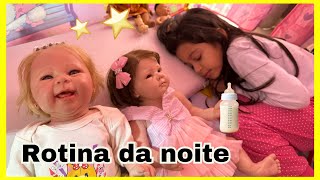 ROTINA da NOITE da BEBÊ REBORN/ BRINCANDO de CASINHA/ BONECA/ MAMADEIRA/ TROQUINHA de FRALDA