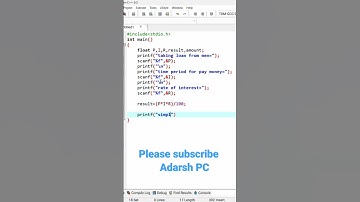 Simple interest program in C language|| #coding #programming #shorts #c #clanguage #codingshorts