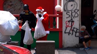 BATMAN AND SANTA HELPING THE HOMELESS 2023