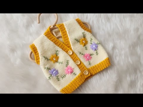 ÇİÇEK İŞLEMELİ BEBEK YELEĞİ ✅️ KOLAY BEBEK YELEĞİ