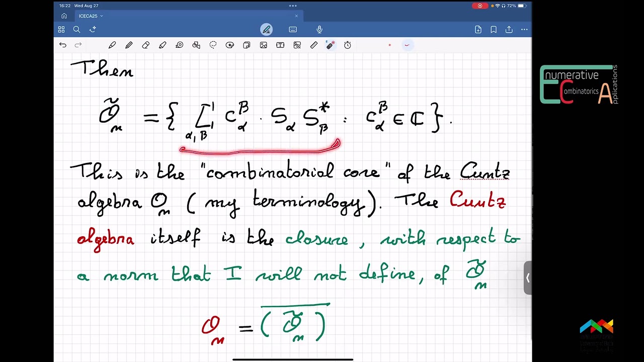 Francesco Brenti - Combinatorics of Cuntz algebras (ICECA2025)