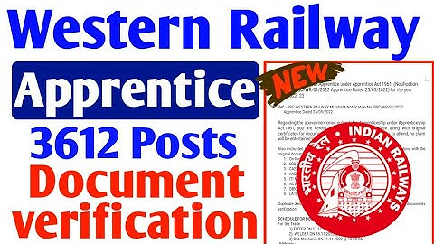 Western Railway Apprentice Document Verification 2022, RRC WR Sabarmati Ahmedabad Apprentice DV 2022