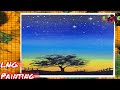 Beautiful black tree in the sall night scene  acrylic painting techniques for beginner