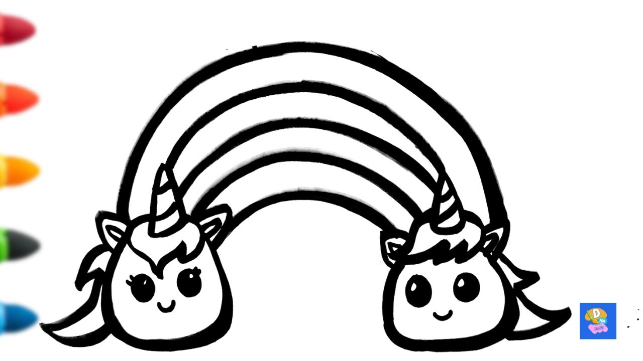 Rainbow Drawing For KIDS With TWO Unicorn Faces 🦄 🌈 🦄 
