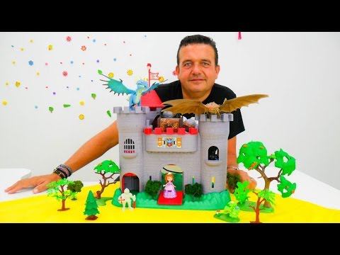Vídeo de juguetes. La Princesa en un Castillo y un Dragón. Series para niños en español.