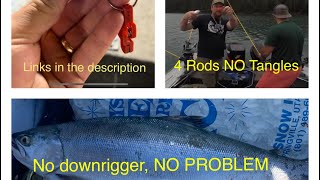 How to troll 4 rods for Kokanee without downriggers.