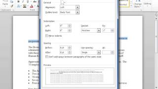 Decrease the Left Indent - Word 2010