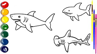 How To Draw a Shark and Hammerhead Shark 🦈