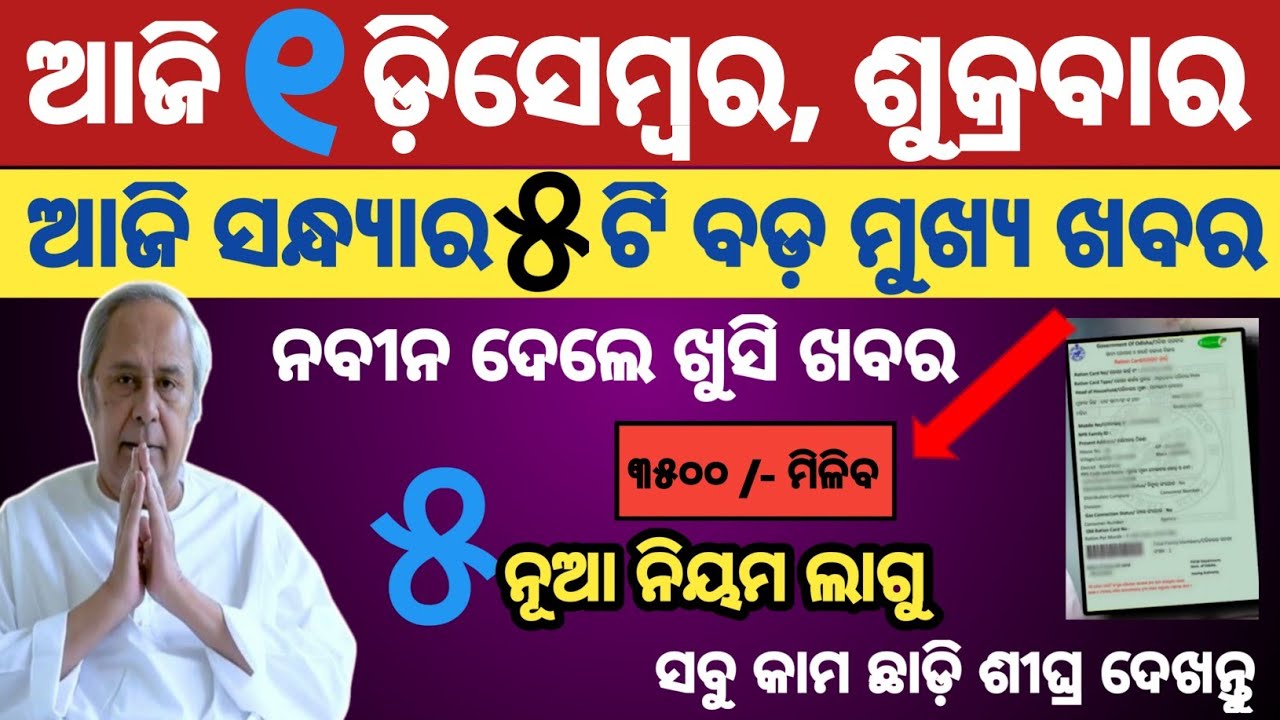 1 December Evening News Odisha | Today's Evening News Odia | Evening News Odia 
