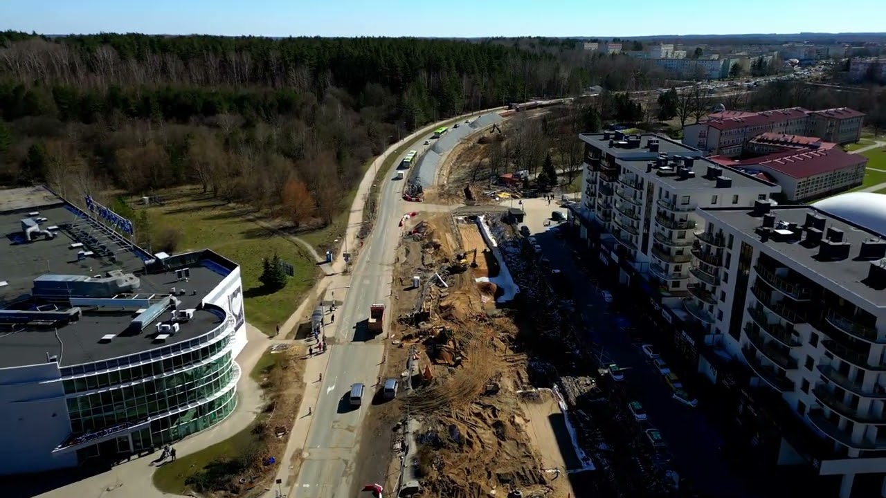Olsztyn, Budowa Linii Tramwajowej, ul Krasickiego - marzec 2023 | DJI Mini 3 Pro 4K