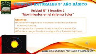 Ciencias Naturales 3° año básico, Unidad N° 1 Lección 2 'Movimientos en el sistema solar'