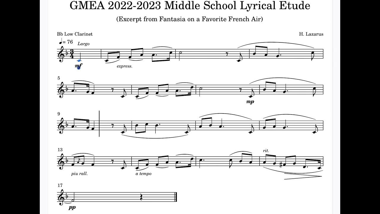 GMEA 20222023 Low Middle School Lyrical Etude YouTube
