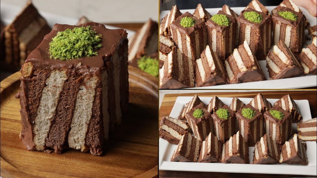 كيكة باردة بدون فرن و بدون بيض و بدون قالب بشكل و طعم حيبهر كل ضيوفكم