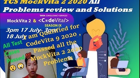 TCS MockVita 2 2020 all Problem Solution  | All test Cases Passed 💯%  Qualified for CodeVita 9 2020