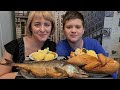 ГОРБУША КОПЧЁНАЯ И КУРИЦА ОВОЩИ для Вани Отвечаю на вопросы МУКБАНГ #mukbang #семья #eating #мукбанг