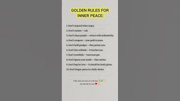 golden Rules for inner Peace ♥️👆👆#peace #peaceful #life #innerpeace #innerstrength#innerstrength#usa