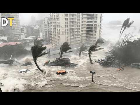 Typhoon Podul Devastated Taiwan Today! 191 km/h Winds and Huge Waves in Taitung!