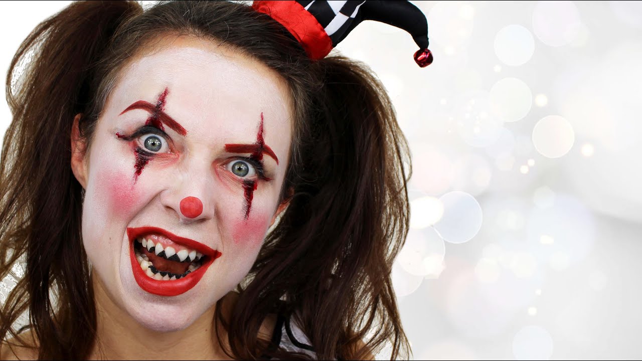 Creepy Clown Face Paint  Halloween Make up Tutorial 