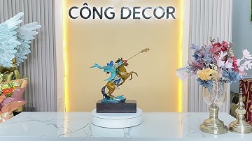 Tượng quan công cưỡi ngựa xích thố tay cầm Thanh Long Yển Nguyệt Bảo Đao tại Công Decor