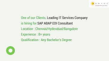 SAP ABAP EDI Consultant | SAP ABAP Consultant Jobs | SAP ABAP Jobs | SAP ABAP EDI Consultant Jobs