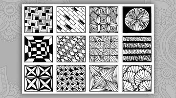 12 zentangle patterns ✺ 12 doodle patterns ✺ 12 patrones mandalas