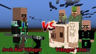 Arch Bad Villager vs Villager Trio | Minecraft Mob Battle