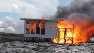 Lava Burns White Shelterpod In Kilauea