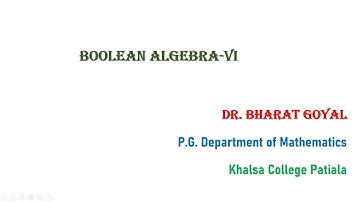 Boolean Algebra-VI, Discrete Mathematics, Under Graduate Level