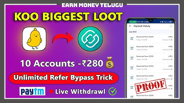Koo App Biggest Loot🤑| Koo App Unlimited Refer Bypass Trick🔥| Koo App Mininum Withdrawal ₹1 Trick