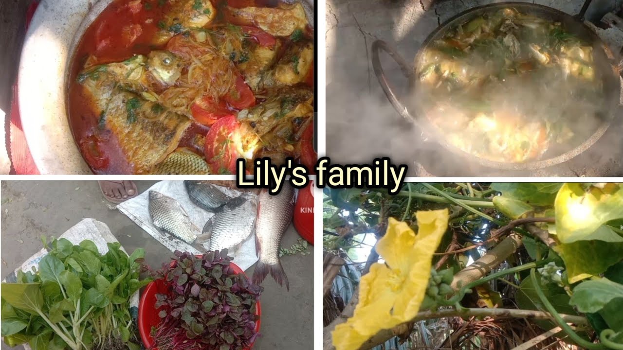 রুই মাছ ভুনা সাথে লাল শাক ভাজি