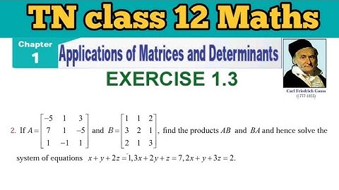 TN 12 Maths Exercise 1.3 Q.No.2 Applications of Matrices and Determinants