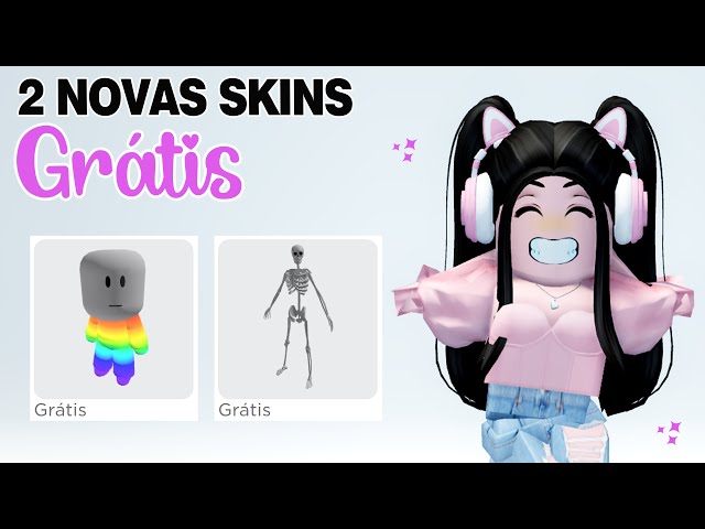 COMO TER SKIN DE ESQUELETO E ARCO IRIS GRATIS NO ROBLOX / por tempo  limitado. 