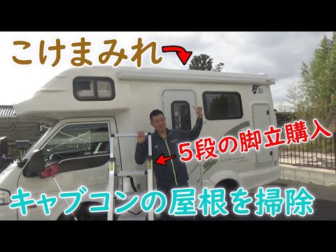 コケまみれのキャンピングカーの屋根をキレイにするために５段の脚立を買いました！！