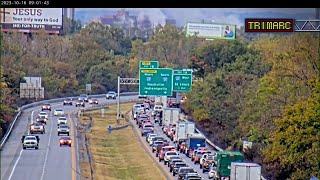 TRAFFIC: Single vehicle crash shuts down all lanes on I-65 South ramps in downtown Louisville