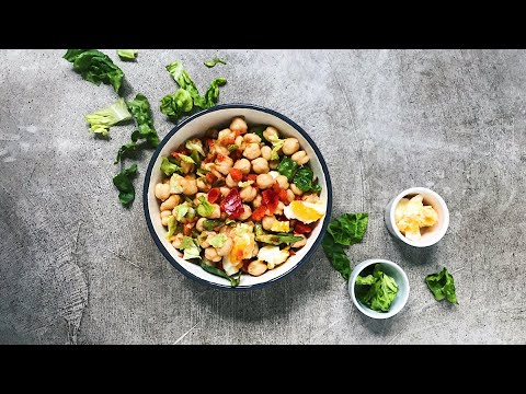 ENSALADA DE GARBANZOS CON VINAGRETA DE PIMIENTOS CON THERMOMIX