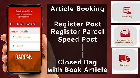 Article Booking Darpan Android Application | Register Post,  Register Parcel, Speed Post Booking