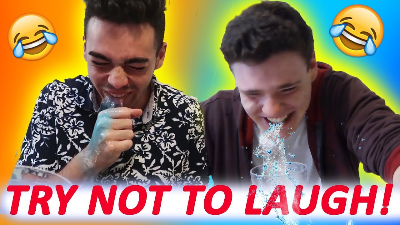WE SPIT WATER EVERYWHERE! (Try Not To Laugh Challenge) - YouTube