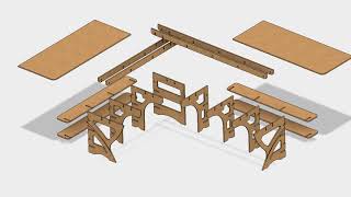 Assembly animation of flat-pack corner table