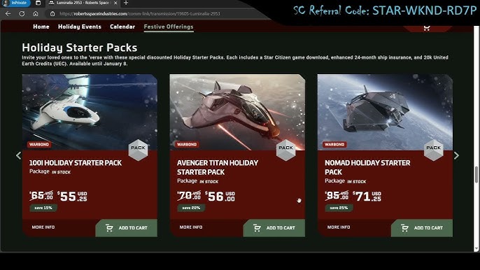 Star Citizen Luminalia Begins - Free Loot, Missions & Discount Ships -  bored-gamer - StarZen