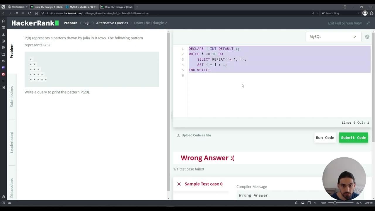 Draw The Triangle 2 | SQL Alternative Queries | HackerRank Solution ...