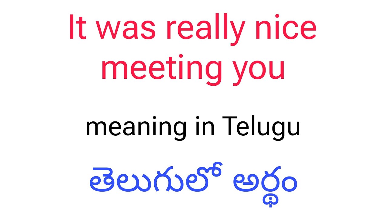 It was really nice meeting you meaning in Telugu || It was really nice meeting you తెలుగులో అర్థం