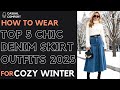 What to Wear with a Denim Skirt in Winter 2025 | Chic & Cozy Outfits You Need to Copy!
