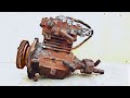 Restoration air compressor on burnt truck | Restore reuse rusty old compressor of American truck