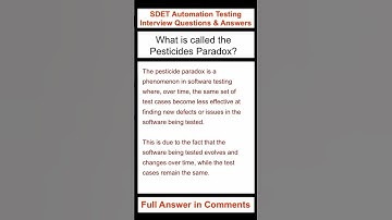 SOFTWARE TESTING : What is called the pesticides paradox? SDET Automation Testing Interview