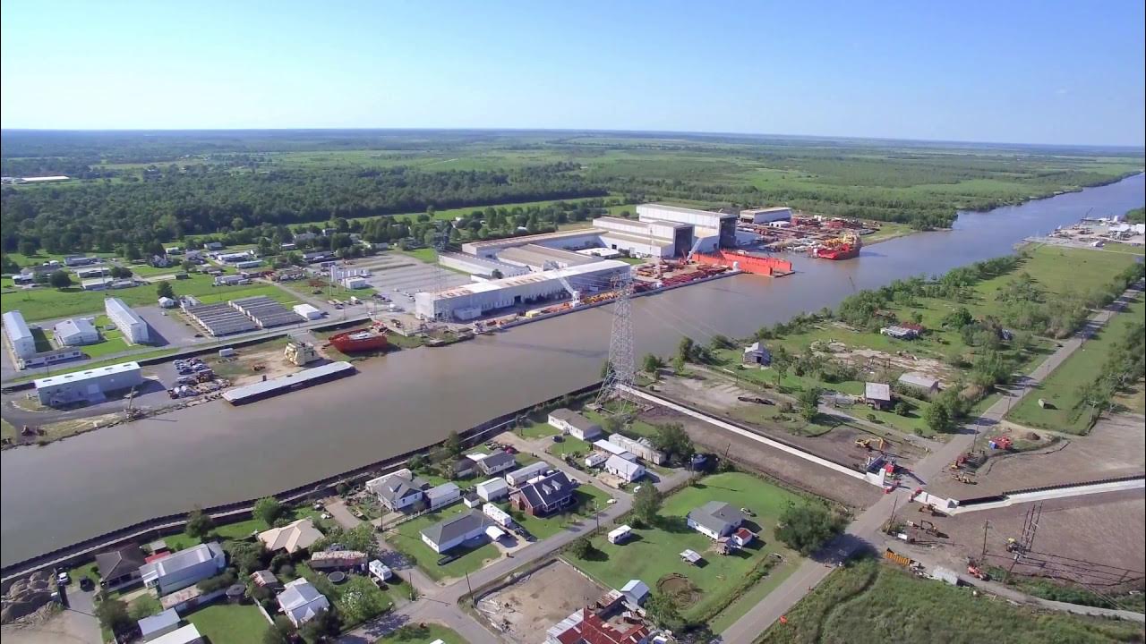 Aerial View of Larose, Louisiana South of Intracoastal Waterway YouTube
