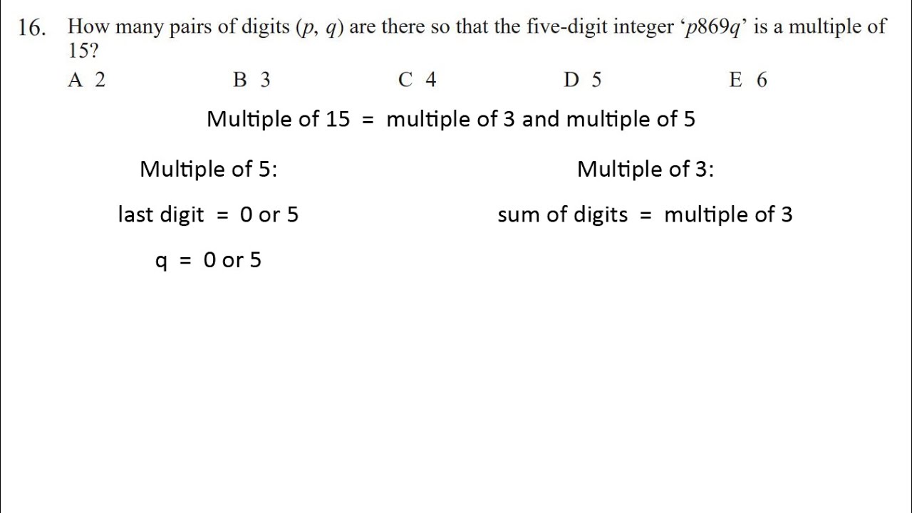 Q16 UKMT Junior maths challenge 2018 explained - YouTube