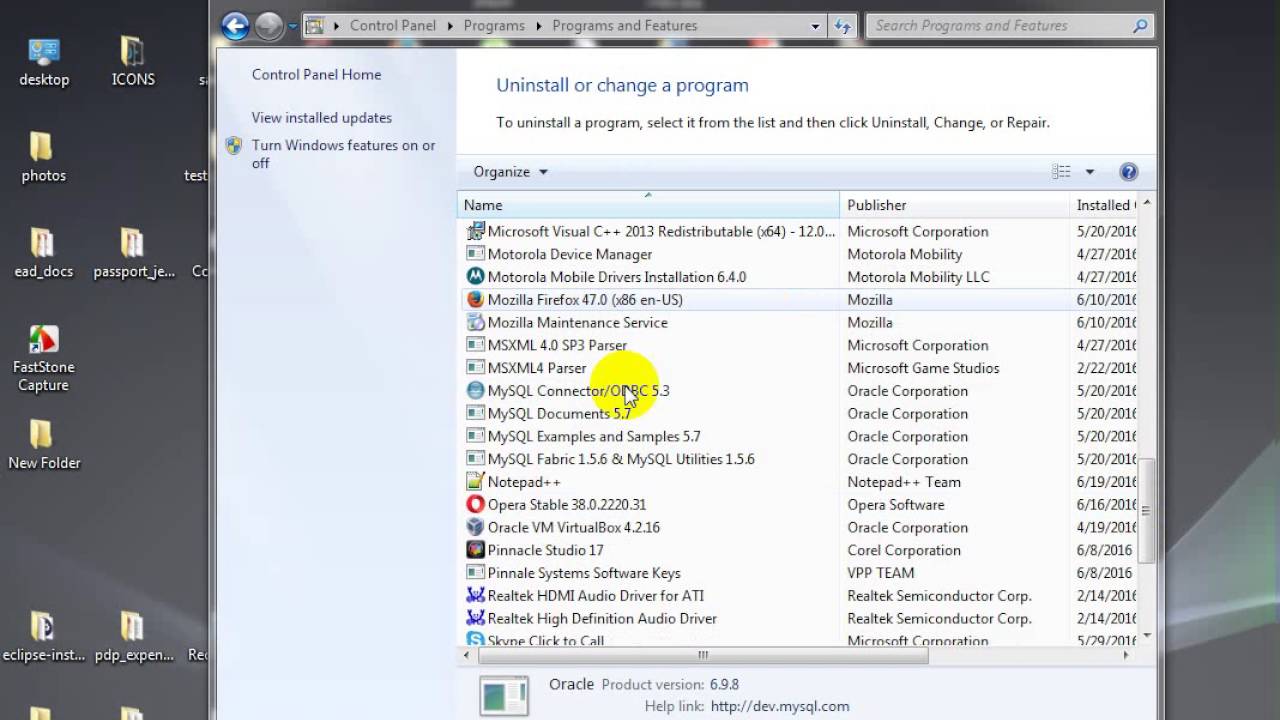 comment désinstaller le serveur mysql dans Windows 7