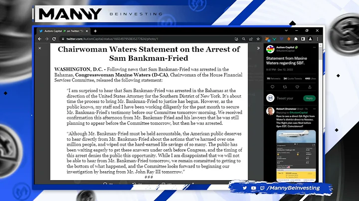 Maxine Waters Releases Statement On FTX CEO SBF Ar...